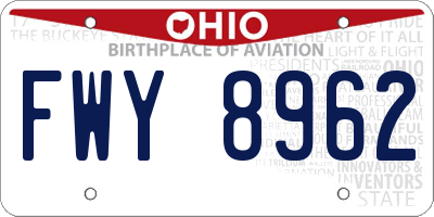 OH license plate FWY8962