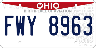 OH license plate FWY8963