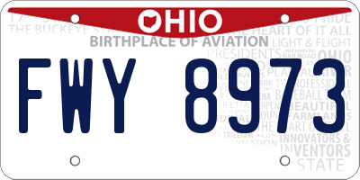 OH license plate FWY8973