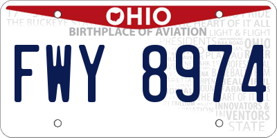 OH license plate FWY8974