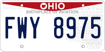 OH license plate FWY8975