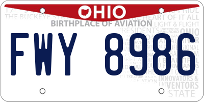 OH license plate FWY8986