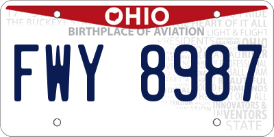 OH license plate FWY8987