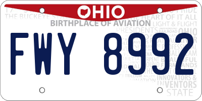 OH license plate FWY8992