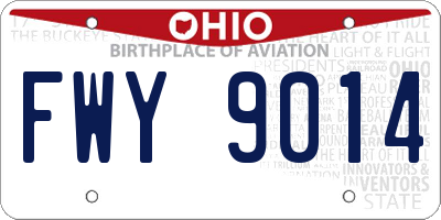 OH license plate FWY9014