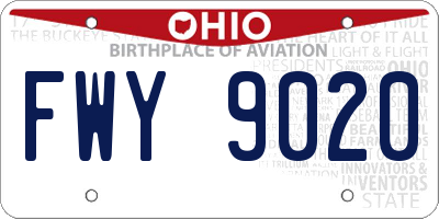 OH license plate FWY9020