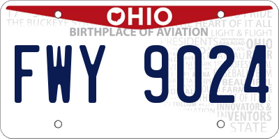 OH license plate FWY9024