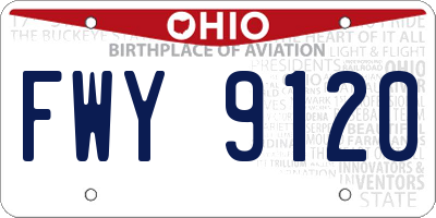 OH license plate FWY9120