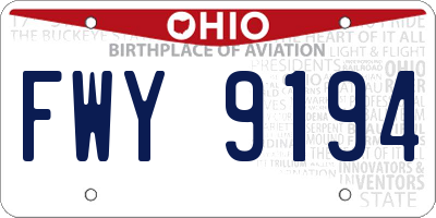 OH license plate FWY9194