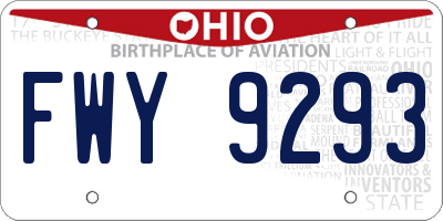 OH license plate FWY9293
