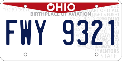 OH license plate FWY9321