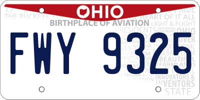 OH license plate FWY9325
