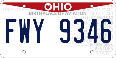 OH license plate FWY9346