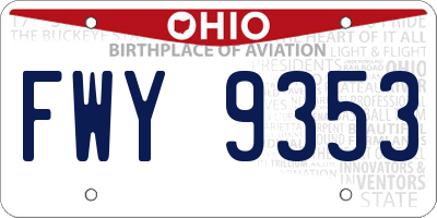 OH license plate FWY9353