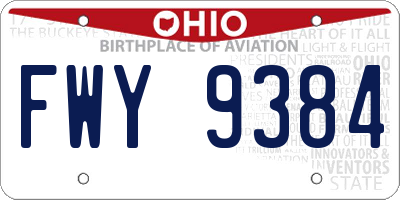 OH license plate FWY9384