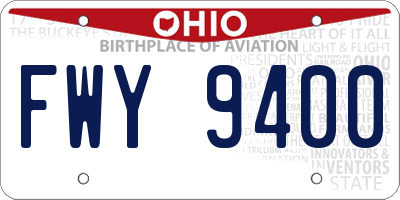 OH license plate FWY9400