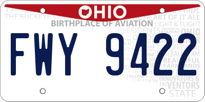 OH license plate FWY9422