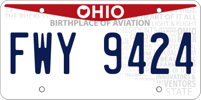 OH license plate FWY9424