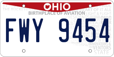 OH license plate FWY9454