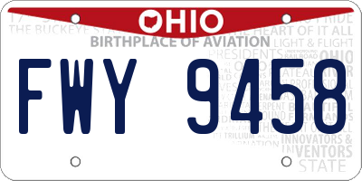 OH license plate FWY9458