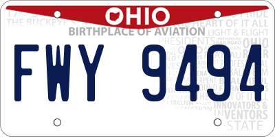 OH license plate FWY9494