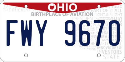 OH license plate FWY9670