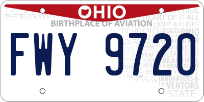 OH license plate FWY9720