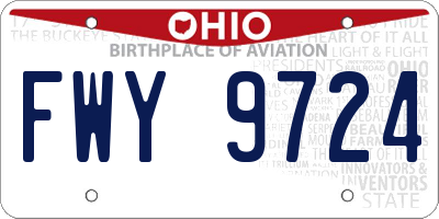 OH license plate FWY9724