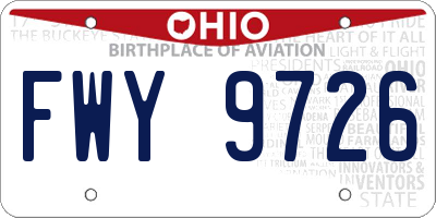 OH license plate FWY9726