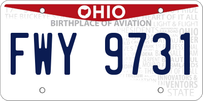 OH license plate FWY9731