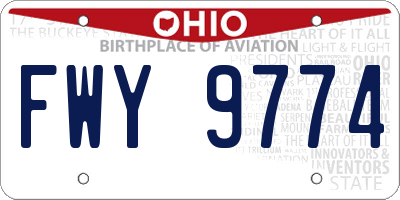 OH license plate FWY9774