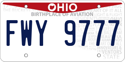 OH license plate FWY9777