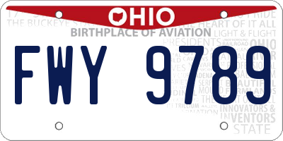 OH license plate FWY9789