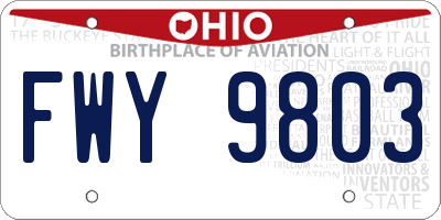 OH license plate FWY9803