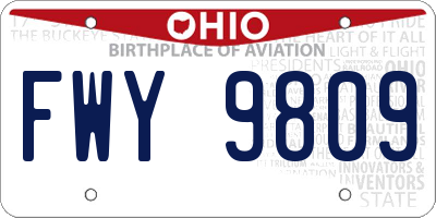 OH license plate FWY9809