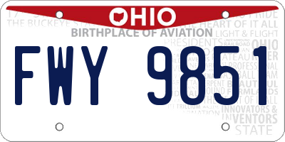 OH license plate FWY9851