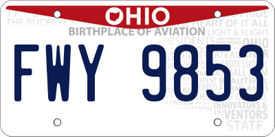 OH license plate FWY9853