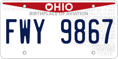 OH license plate FWY9867