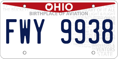 OH license plate FWY9938