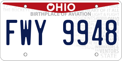 OH license plate FWY9948
