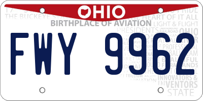 OH license plate FWY9962