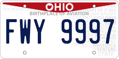 OH license plate FWY9997