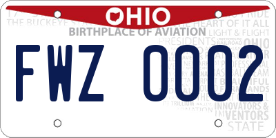 OH license plate FWZ0002