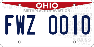 OH license plate FWZ0010