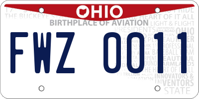 OH license plate FWZ0011
