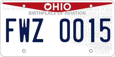 OH license plate FWZ0015