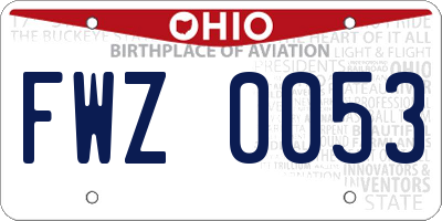 OH license plate FWZ0053