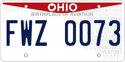 OH license plate FWZ0073