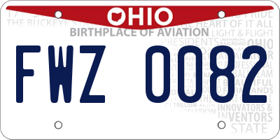 OH license plate FWZ0082