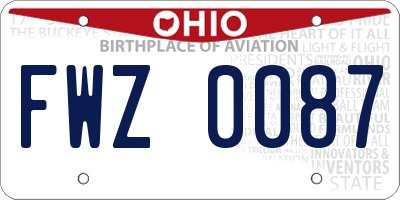 OH license plate FWZ0087